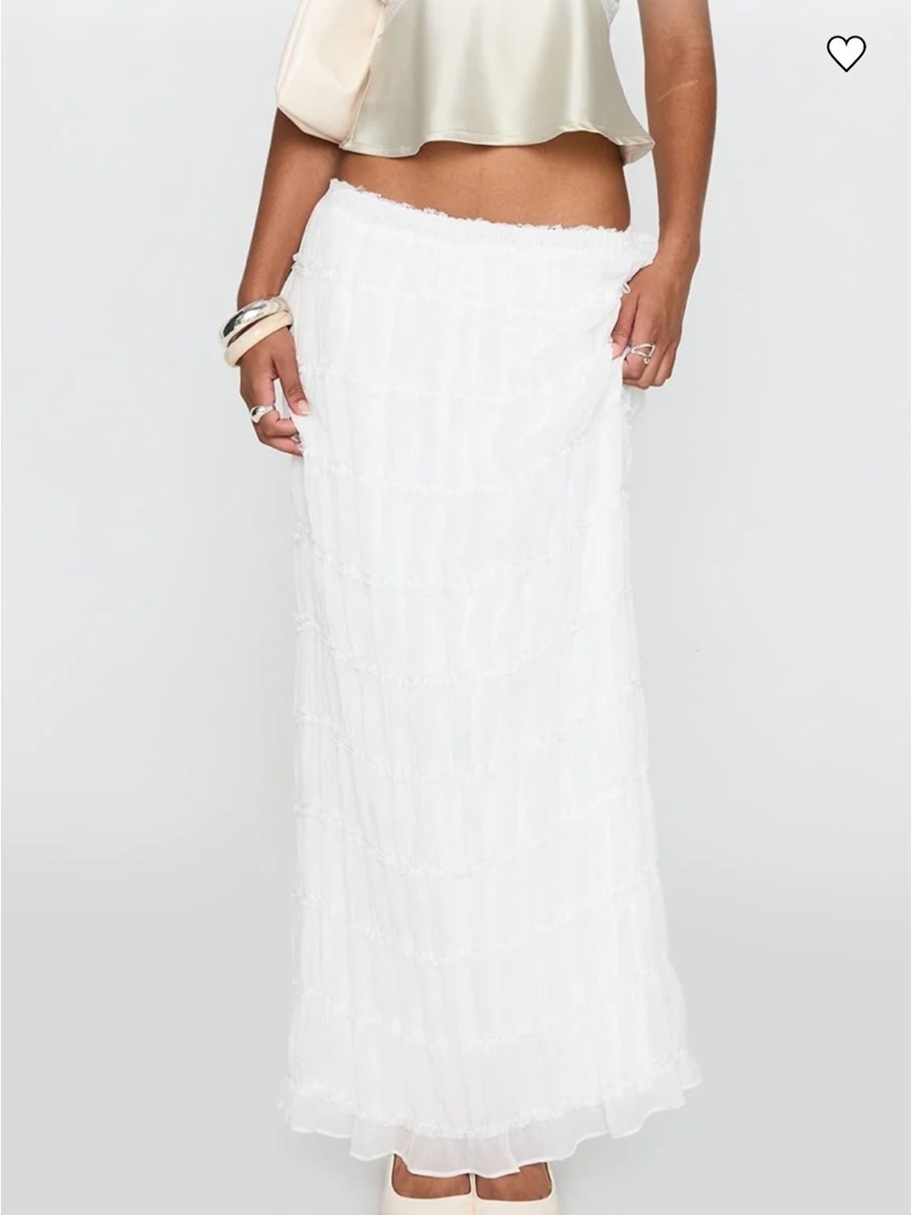Princess Polly White Tiered Maxi Skirt